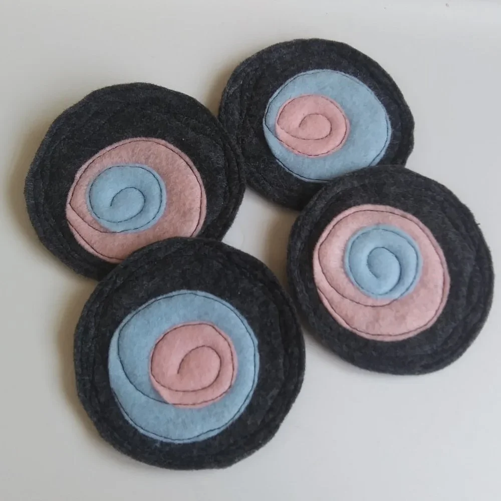 Handcrafted | Freeform Stitched Felt Coaster Set#8